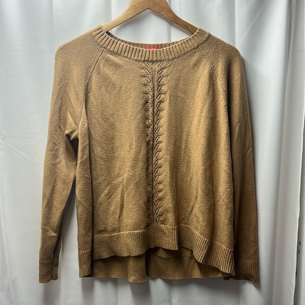 Lilly Pulitzer Tan Cable-Front Sweater
